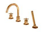 Steinberg Serie 250 Wannen-4-Loch-Armatur 2502400RG Ausladung 192mm, mit Umsteller, ausziehbarer Handbrause, Rose Gold