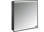Emco prime Unterputz-Lichtspiegelschrank 949713531 600x730mm, 1 Tür, Anschlag links, schwarz/spiegel