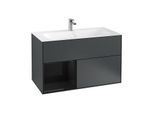Villeroy und Boch Finion Waschtischunterschrank F030PHHG 99,6x59,1x49,8cm, Regal links Glossy Black Lacquer, Midnight Blue Matt Lacquer