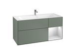Villeroy und Boch Finion Waschtischunterschrank F070MTGM 119,6x59,1cm, Regal rechts White matt lacquer, Olive Matt Lacquer