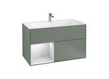 Villeroy und Boch Finion Waschtischunterschrank F030MTGM 99,6x59,1x49,8cm, Regal links White matt lacquer, Olive Matt Lacquer