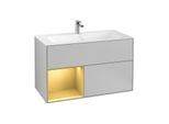 Villeroy und Boch Finion Waschtischunterschrank G030HFGJ 99,6x59,1cm, Wandbeleuchtung, Regal links Gold matt, Light grey matt