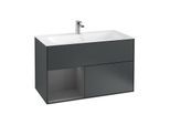 Villeroy und Boch Finion Waschtischunterschrank G030GKHG 99,6x59,1cm, Wandbeleuchtung, Regal links Anthracite matt, Midnight Blue Matt Lacquer