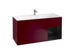 Villeroy und Boch Finion Waschtischunterschrank F070PHHB 119,6x59,1cm, Regal rechts Glossy Black Lacquer, Peony Matt