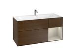 Villeroy und Boch Finion Waschtischunterschrank F070HHGN 119,6x59,1cm, Regal rechts Sand Matt, Walnut veneer