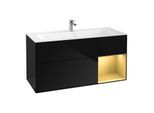 Villeroy und Boch Finion Waschtischunterschrank F070HFPH 119,6x59,1cm, Regal rechts Gold matt, Glossy Black Lacquer