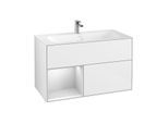 Villeroy und Boch Finion Waschtischunterschrank F030MTGF 99,6x59,1x49,8cm, Regal links White matt lacquer, Glossy white lacquer