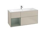 Villeroy und Boch Finion Waschtischunterschrank G060GMHH 119,6x59,1cm, Emotion, Regal links Olive Matt Lacquer, Sand Matt Lacquer