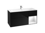Villeroy und Boch Finion Waschtischunterschrank F070GFPH 119,6x59,1cm, Regal rechts Glossy white lacquer, Glossy Black Lacquer