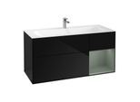 Villeroy und Boch Finion Waschtischunterschrank F070GMPH 119,6x59,1cm, Regal rechts Olive Matt Lacquer, Glossy Black Lacquer