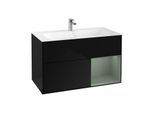 Villeroy und Boch Finion Waschtischunterschrank F040GMPH 99,6x59,1x49,8cm, Regal rechts Olive Matt Lacquer, Glossy Black Lacquer