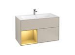 Villeroy und Boch Finion Waschtischunterschrank F030HFHH 99,6x59,1x49,8cm, Regal links Gold matt, Sand Matt Lacquer