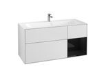 Villeroy und Boch Finion Waschtischunterschrank F070PHMT 119,6x59,1cm, Regal rechts Glossy Black Lacquer, White matt lacquer
