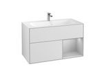 Villeroy und Boch Finion Waschtischunterschrank G040GJMT 99,6x59,1cm, Emotion, Regal rechts Light grey matt, White matt lacquer