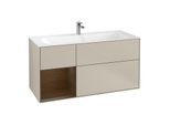 Villeroy und Boch Finion Waschtischunterschrank G060GNHH 119,6x59,1cm, Emotion, Regal links Walnut veneer, Sand Matt Lacquer