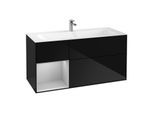 Villeroy und Boch Finion Waschtischunterschrank F060GJPH 119,6x59,1cm, Regal links Light grey matt, Glossy Black Lacquer