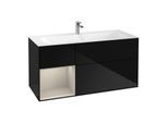 Villeroy und Boch Finion Waschtischunterschrank F060HHPH 119,6x59,1cm, Regal links Sand Matt Lacquer, Glossy Black Lacquer