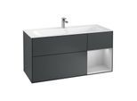 Villeroy und Boch Finion Waschtischunterschrank F070GJHG 119,6x59,1cm, Regal rechts Light grey matt, Midnight Blue Matt Lacquer