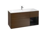 Villeroy und Boch Finion Waschtischunterschrank G070PHGN 119,6x59,1cm, Emotion, Regal rechts Glossy Black Lacquer, Walnut veneer