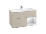 Villeroy und Boch Finion Waschtischunterschrank G040MTHH 99,6x59,1cm, Emotion, Regal rechts White matt lacquer, Sand Matt Lacquer