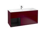 Villeroy und Boch Finion Waschtischunterschrank F060PHHB 119,6x59,1cm, Regal links Glossy Black Lacquer, Peony Matt