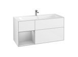 Villeroy und Boch Finion Waschtischunterschrank F060GJGF 119,6x59,1cm, Regal links Light grey matt, Glossy white lacquer