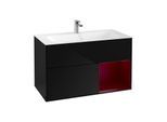 Villeroy und Boch Finion Waschtischunterschrank G040HBPH 99,6x59,1cm, Emotion, Regal rechts Peony, Glossy Black Lacquer