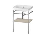 Duravit Happy D.2 Plus Möbelwaschtisch-Kombination HP4835N6060 57,5 x 49 cm, ohne Hahnloch, taupe seidenmatt, mit Metallkonsole
