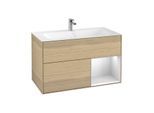 Villeroy und Boch Finion Waschtischunterschrank G040MTPC 99,6x59,1cm, Emotion, Regal rechts White matt lacquer, Oak Veneer