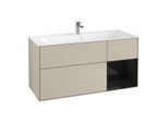 Villeroy und Boch Finion Waschtischunterschrank G070PHHH 119,6x59,1cm, Emotion, Regal rechts Glossy Black Lacquer, Sand Matt Lacquer
