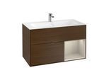 Villeroy und Boch Finion Waschtischunterschrank G040HHGN 99,6x59,1cm, Emotion, Regal rechts Sand Matt, Walnut veneer