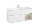 Villeroy und Boch Finion Waschtischunterschrank G070HHGF 119,6x59,1cm, Emotion, Regal rechts Sand Matt, Glossy white lacquer