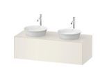 Duravit White Tulip Waschtisch-Unterschrank WT4978BH4H4 130 x 55 cm, Nordic Weiß Hochglanz, wandhängend, 1 Auszug, 1 Konsolenplatte, Becken beidseitig