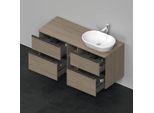 Duravit D-Neo Waschtisch-Unterschrank DE4970R3535 140 x 55 cm, Eiche Terra, wandhängend, 4 Schubkästen, 1 Konsolenplatte, Becken rechts