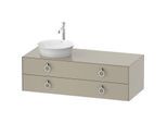 Duravit White Tulip Waschtisch-Unterschrank WT4992L6060 130 x 55 cm, Taupe Seidenmatt, wandhängend, 2 Schubkästen mit Griff, Becken links