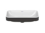 Duravit Happy D.2 Aufsatz-Waschtisch 23596061001 60 x 40 cm, geschliffen, ohne Hahnloch, Überlauf, Hahnlochbank, weiß/anthrazit matt WonderGliss