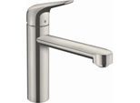 hansgrohe Focus M42 Küchenarmatur 120 1jet 71806800 schwenkbarer Auslauf 360°, edelstahl-optik