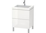 Duravit L-Cube Waschtisch-Unterschrank LC6936O8585 60 x48 cm, 1 Hahnloch, weiß hochglanz, 2 Auszüge, bodenstehend