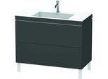 Duravit L-Cube Waschtisch-Unterschrank LC6938O4949 100 x 48 cm, 1 Hahnloch, graphit matt, 2 Auszüge, bodenstehend