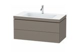 Duravit L-Cube Waschtisch-Unterschrank LC6928O9090 100 x 48 cm, 1 Hahnloch, flannel grey seidenmatt, 2 Schubkästen