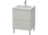 Duravit L-Cube Waschtisch-Unterschrank LC6936O0707 60 x48 cm, 1 Hahnloch, betongrau matt, 2 Auszüge, bodenstehend