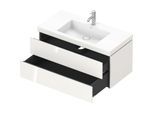 Duravit L-Cube Waschtisch-Unterschrank LC6928O2222 100 x 48 cm, 1 Hahnloch, weiß hochglanz, 2 Schubkästen
