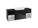 Villeroy und Boch Finion Waschtischunterschrank G742GJPD 160x60,3x50,1cm, Regale Light grey matt lacquer, Black matt lacquer