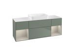 Villeroy und Boch Finion Waschtischunterschrank G741HHGM 160x60,3x50,1cm, Regale sand matt lacquer, Olive Matt Lacquer