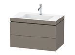 Duravit L-Cube Waschtisch-Unterschrank LC6927O9090 80 x 48 cm, 1 Hahnloch, flannel grey seidenmatt, 2 Schubkästen