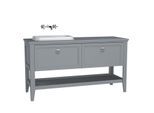 Vitra Valarte Einbauwaschtisch-Möbel-Set 62205 118 x 52 x 87,5 cm, links, 2 Vollauszüge, Korpus grau matt/Waschtisch weiß hochglanz