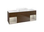 Villeroy und Boch Finion Waschtischunterschrank G741HHGN 160x60,3x50,1cm, Regale sand matt lacquer, Walnut veneer