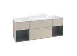 Villeroy und Boch Finion Waschtischunterschrank F741HGHH 160x60,3x50,1cm, Regale Midnight matt lacquer, Sand Matt Lacquer