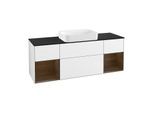 Villeroy und Boch Finion Waschtischunterschrank G742GNGF 160x60,3x50,1cm, Regale Walnut veneer, Glossy white lacquer