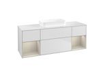 Villeroy und Boch Finion Waschtischunterschrank F741HHMT 160x60,3x50,1cm, Regale sand matt lacquer, White matt lacquer